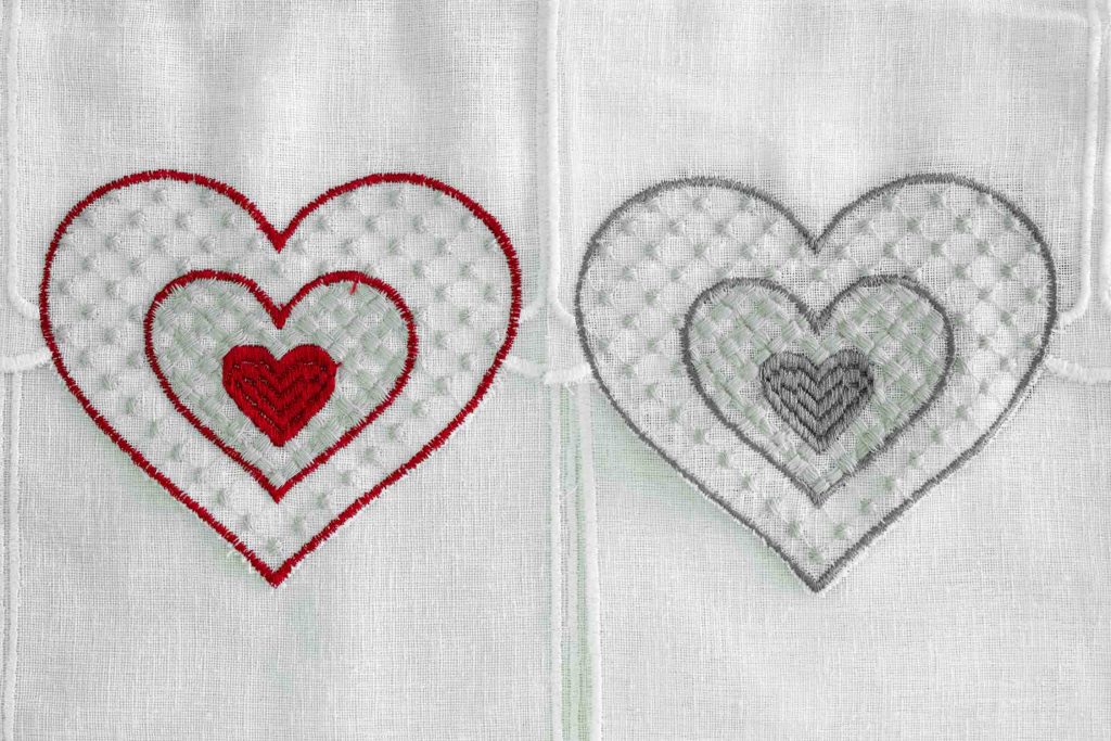 Tendina mantovanina h 23 cuore rosso e grigio produzione italiana