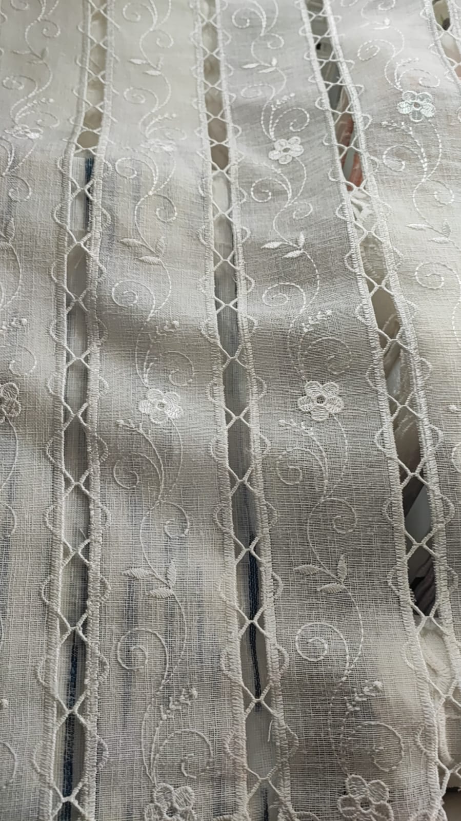 Tendina Tirolese macramè ricamata h 60 e h 150