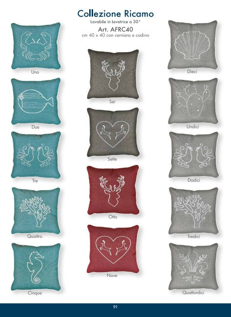 Fodere collezione ricamo in Gobelin cuscini 40x40 con codino prodotto Italiano
