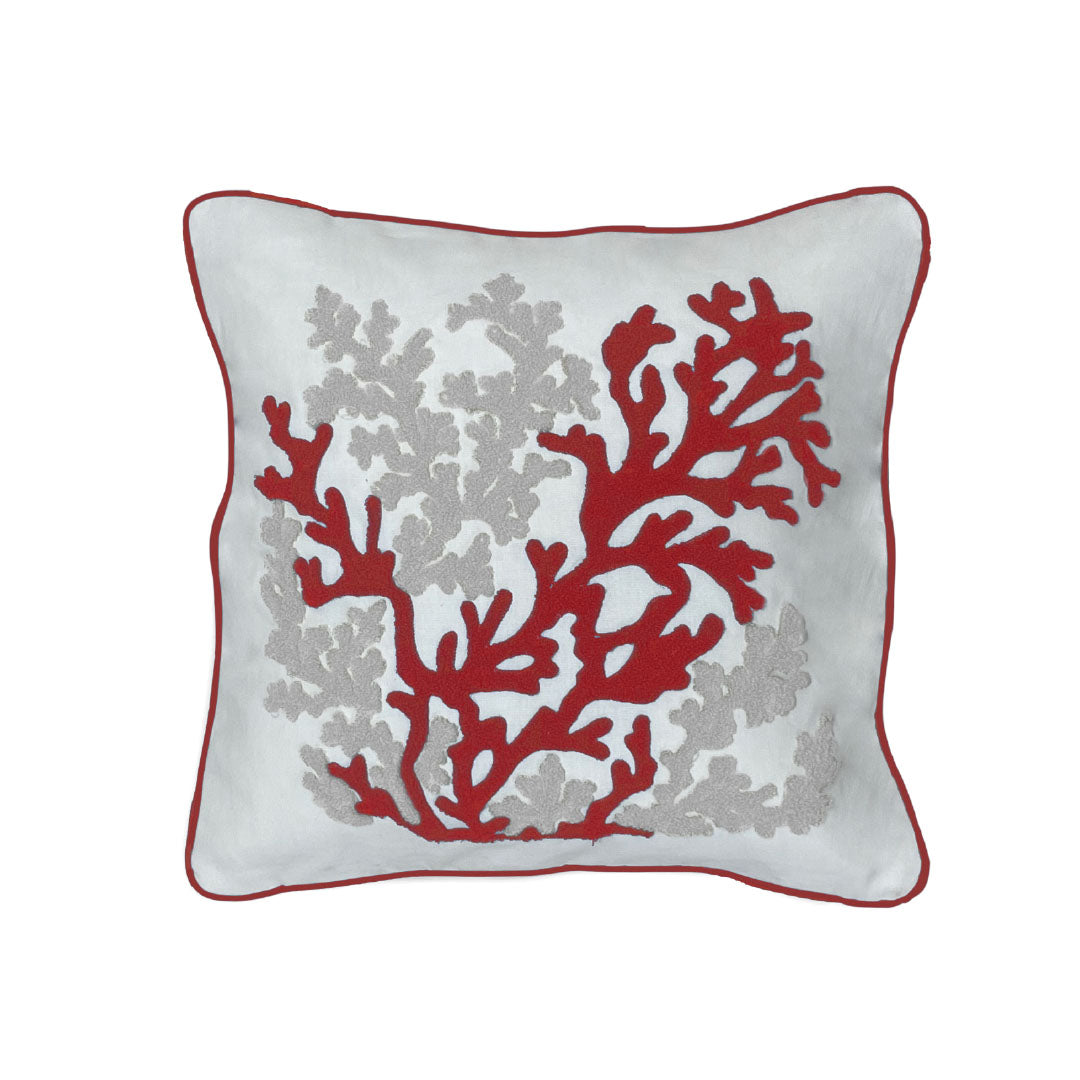 Fodera con Corallo ricamato un rilievo  cuscino 45x45
