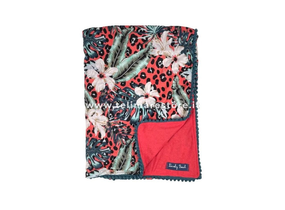 Kikoy Copacabana Spotted and Flowers with Pom Pon 90x170cm Beach Towel Pareo Beach Towel