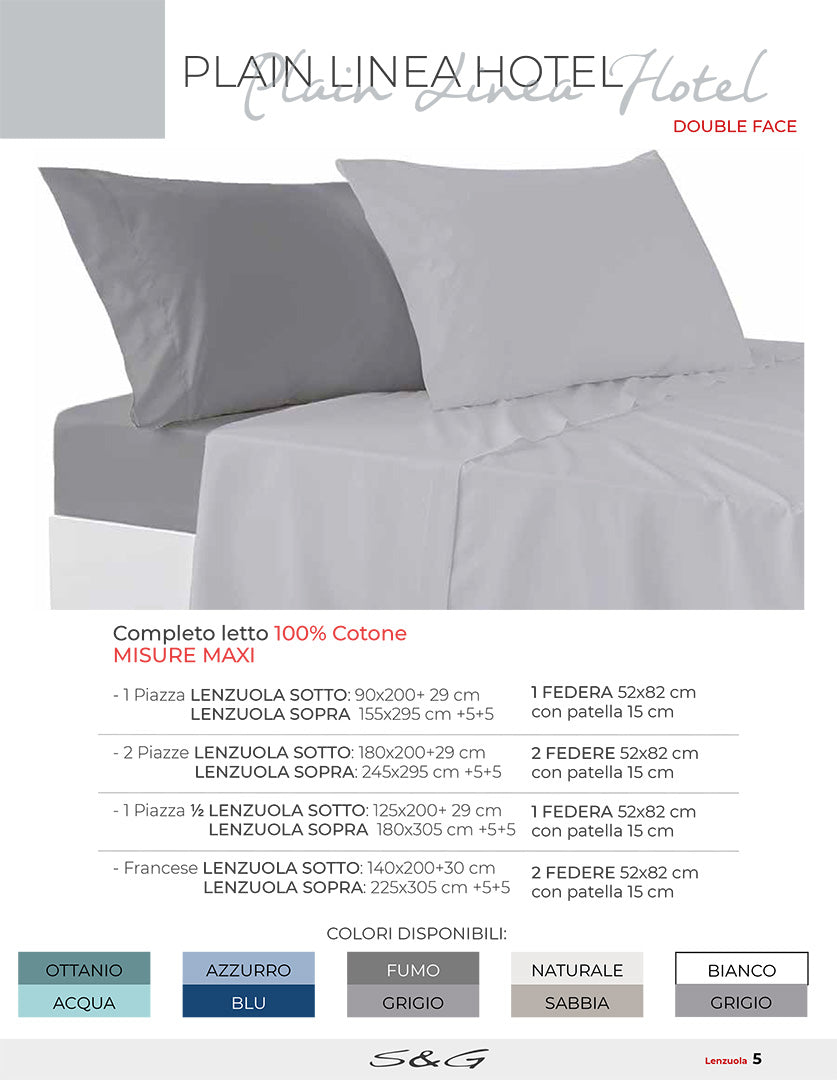 Plain linea hotel  completo letto Lenzuola Double Face SG Home  Disponibile dal 20/04