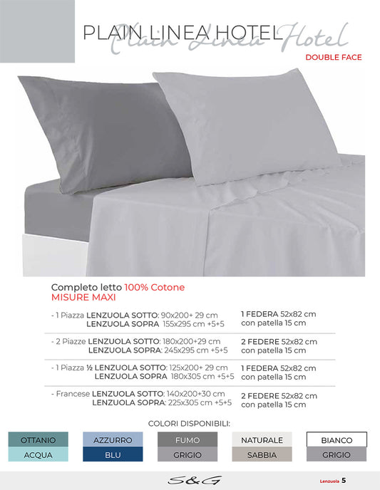 Plain linea hotel  completo letto Lenzuola Double Face SG Home  Disponibile dal 20/04