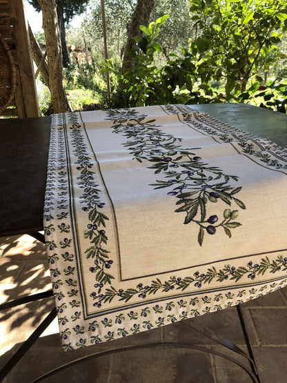 Runner in gobelin con olive produzione italiana 135x45