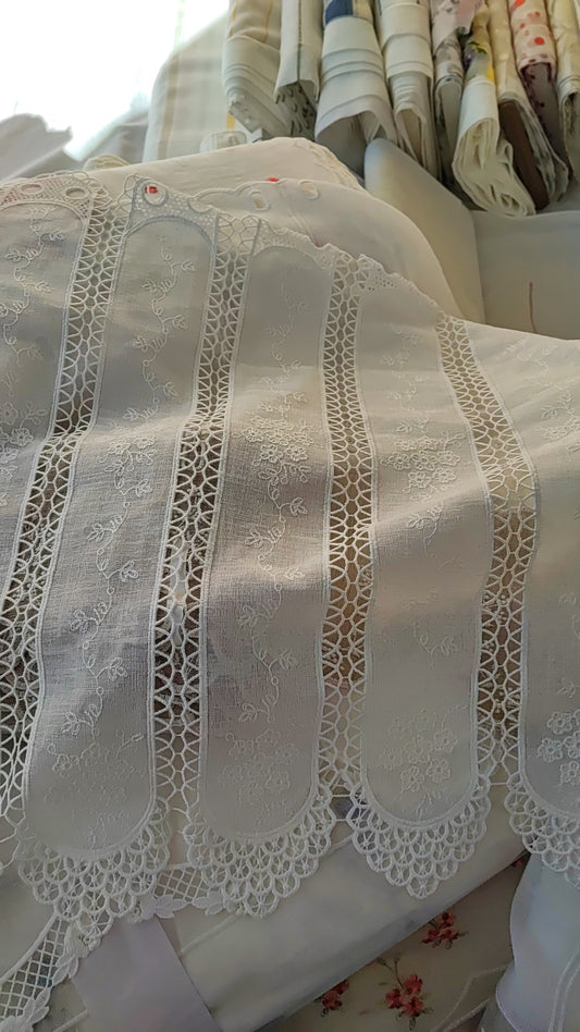 Tendina tirolese a vetro di macramè e lino di diverse altezze, la tendina h 32 h 60 e h 150