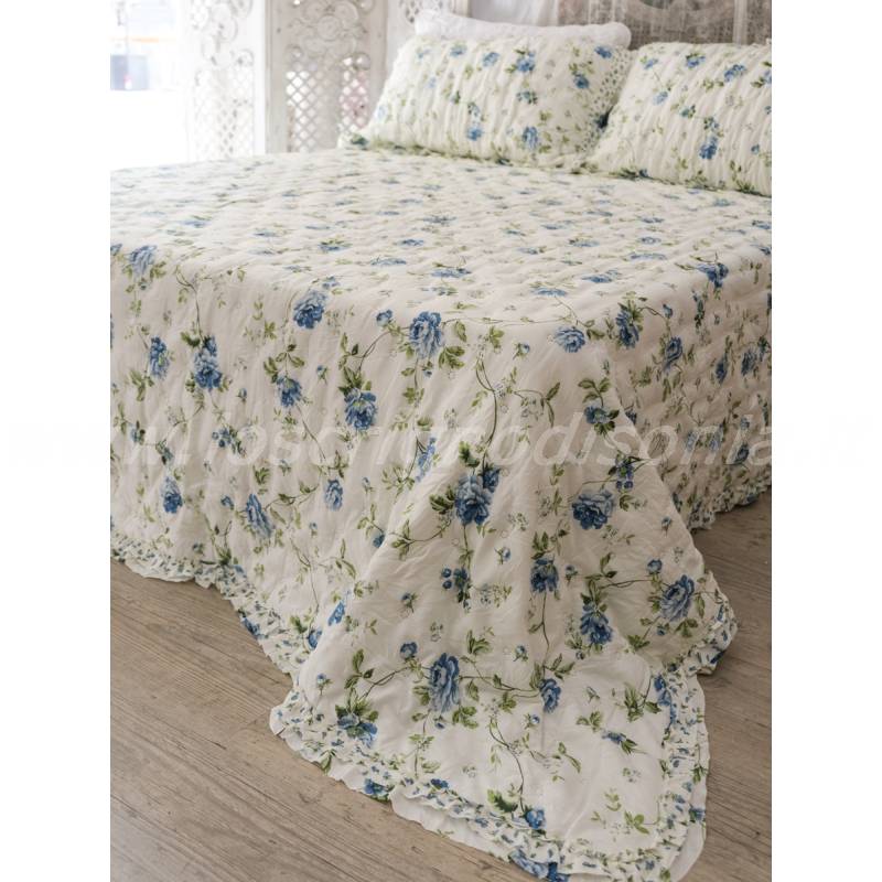 Colcha doble Art Déco con rosas de doble cara