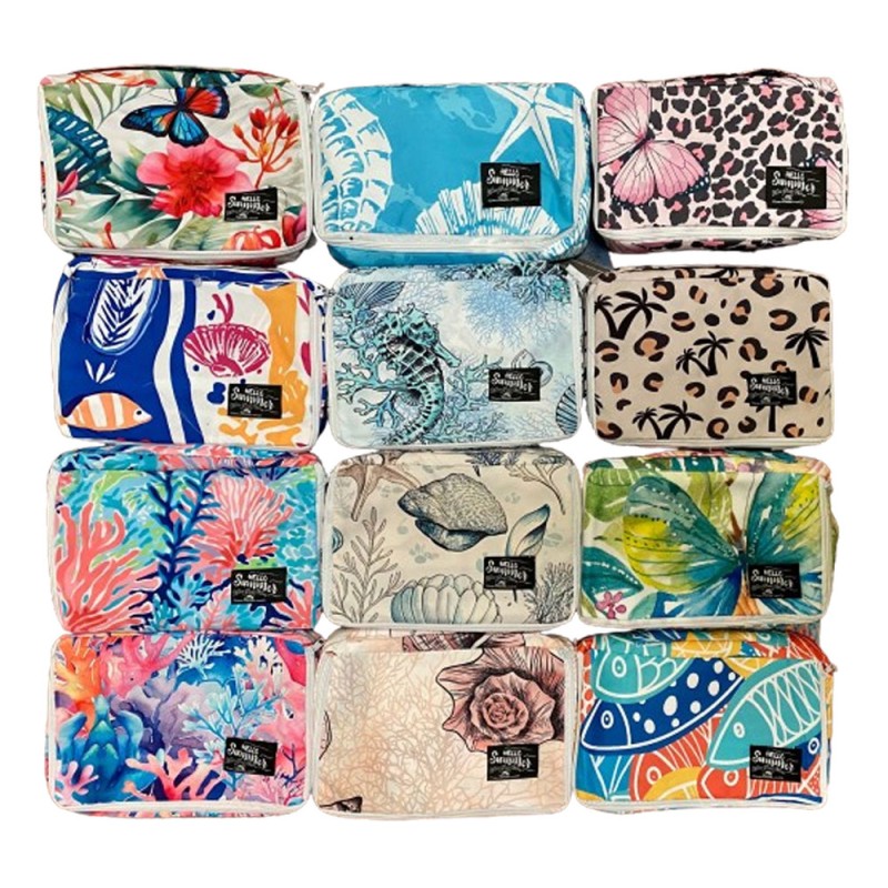 TELO MARE LETTINO CON TASCHE E CUSCINO GONFIABILE 70X185CM HELLO SUMMER VARI DISEGNI HOME SWEET HOME