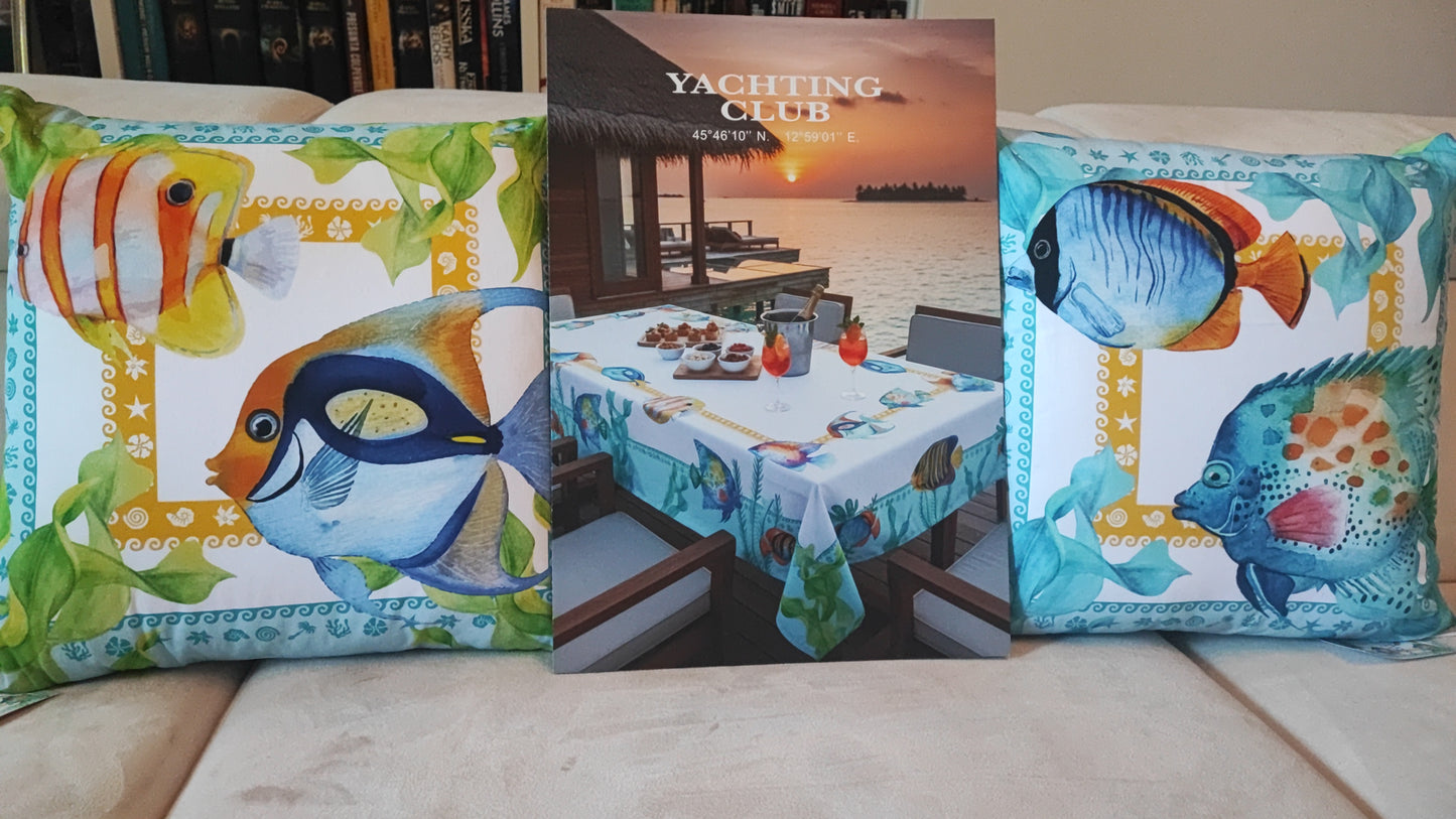 Cuscini con interni disegni mare produzione italiana misura 50x50 linea Yatching club