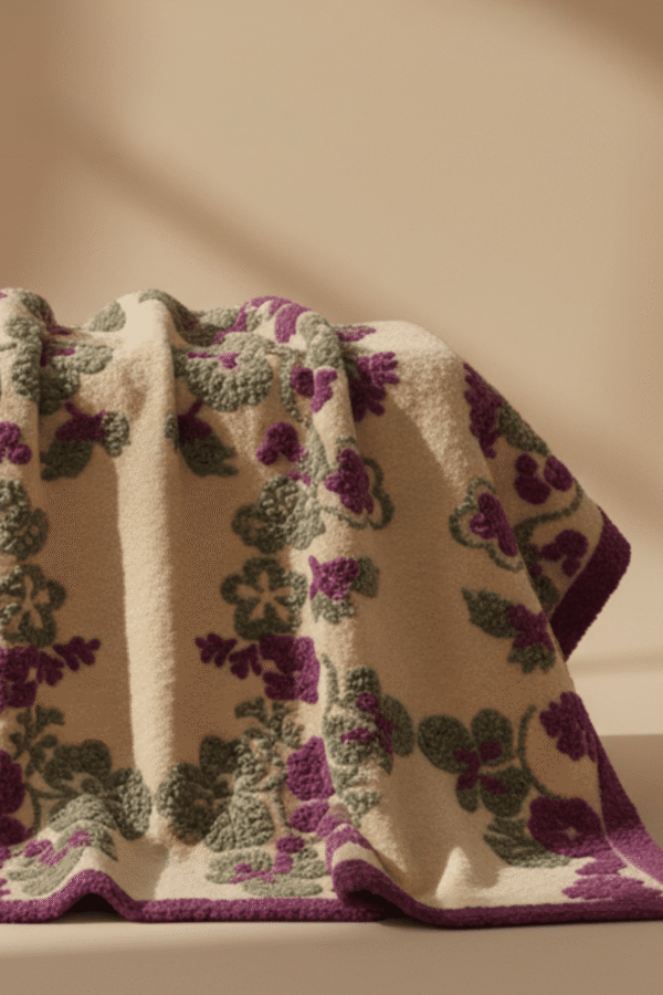 Coperta Pansy di Sofia Toscano lana cotta produzione artigianale in Italia