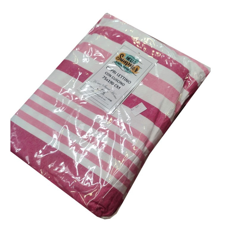 TELO MARE LETTINO CON TASCHE E CUSCINO 75X190CM HELLO SUMMER ARUBA HOME SWEET HOME