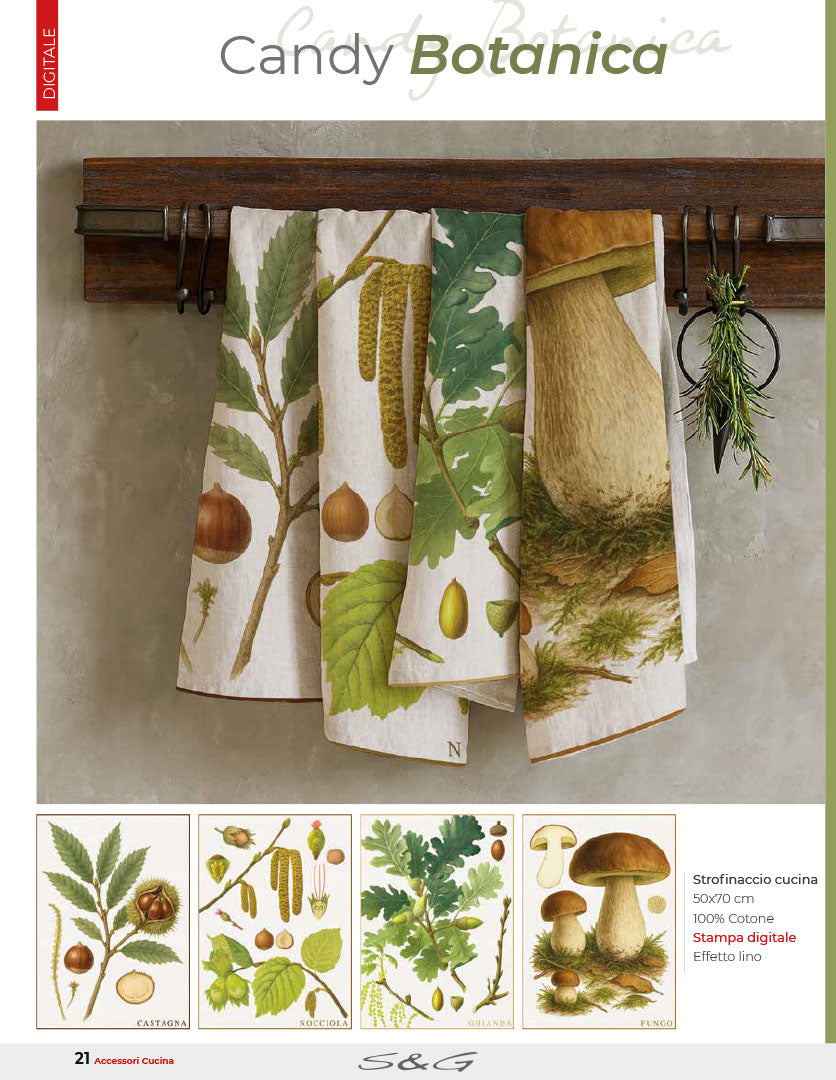 Strofinacci Botanica 100% cotone stampa digitale sghome set 4 pezzi