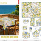 Tovaglia Sling  resinata , set americano in cotone con  tovagliolo , e runner in cotone   stampa digitale con limoni produzione italiana sghome