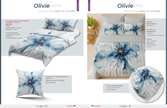 Trapuntina Olivie , completo lenzuola, telo arredo, collezione raso Tiffany produzione italiana SG home disponile a breve