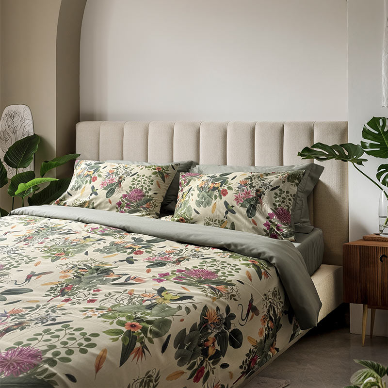 Completo Lenzuola Letto Copriletto  Selva MATRIMONIALE 100%raso di cotone CREOLE produzione artigianale Toscana