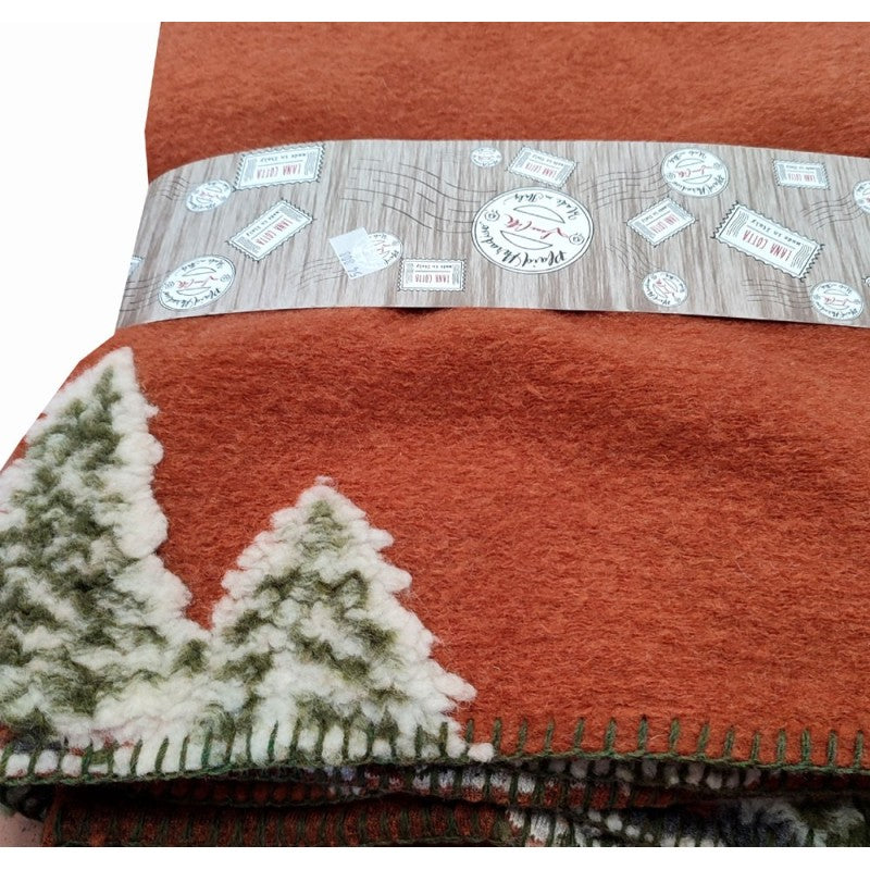 Plaid Abeti/baita  lana cotta produzione italiana Toscana 150x170 Perlatex