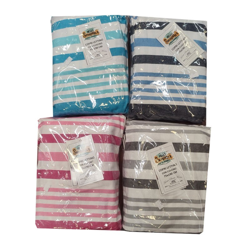 TELO MARE LETTINO CON TASCHE E CUSCINO 75X190CM HELLO SUMMER ARUBA HOME SWEET HOME
