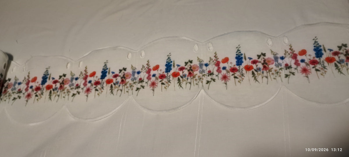 Tendina Tirolese Fiori di Campo h 150 e mantovanina coordinata h 18 , stampa digitale produzione italiana.