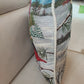 Cuscino intero o   Fodera in gobelin con cordone sfoderabile Pupazzi di neve 40x40 produzione italiana