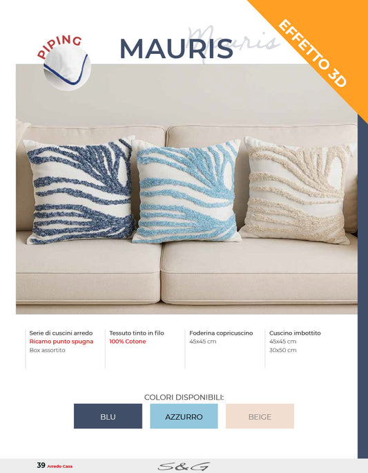 Fodere cuscini Mauris con ricamo punto in spugna 100% cotone