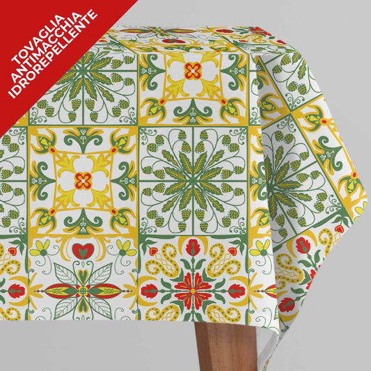 Tovaglia idrorepellente disegno Maiolica