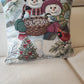 Cuscino intero o   Fodera in gobelin con cordone sfoderabile Pupazzi di neve 40x40 produzione italiana