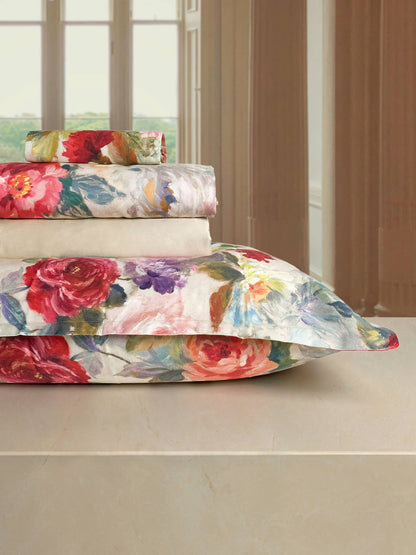 Completo lenzuolo copriletto matrimoniale Camelia produzione artigianale Toscana  della Creole