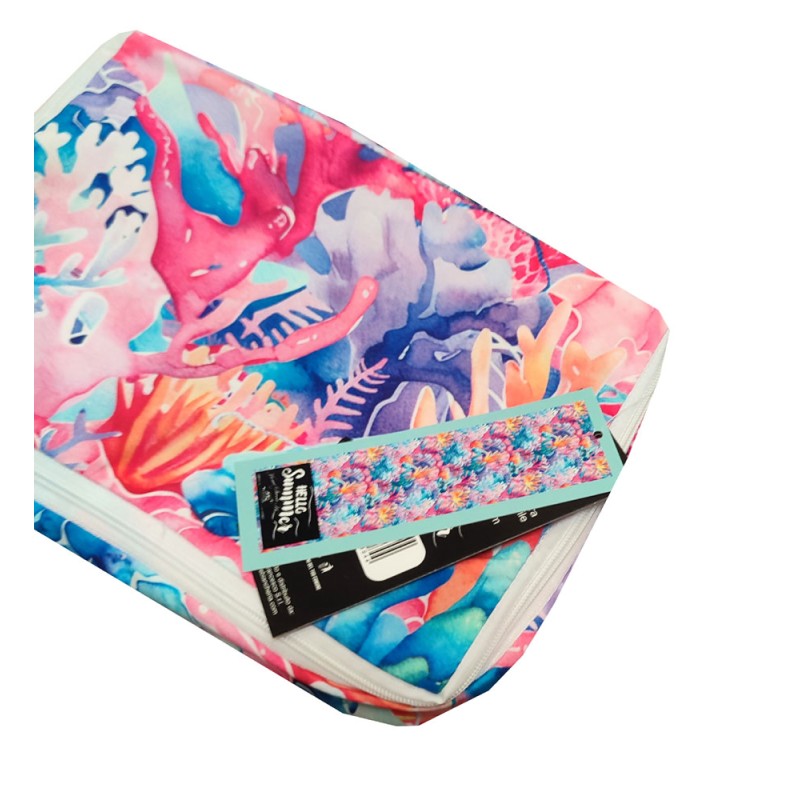 TELO MARE LETTINO CON TASCHE E CUSCINO GONFIABILE 70X185CM HELLO SUMMER VARI DISEGNI HOME SWEET HOME