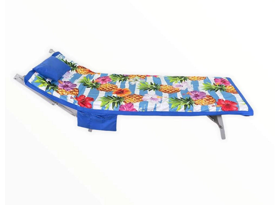 TELO MARE LETTINO CON TASCHE E CUSCINO GONFIABILE 70X185CM HELLO SUMMER VARI DISEGNI HOME SWEET HOME