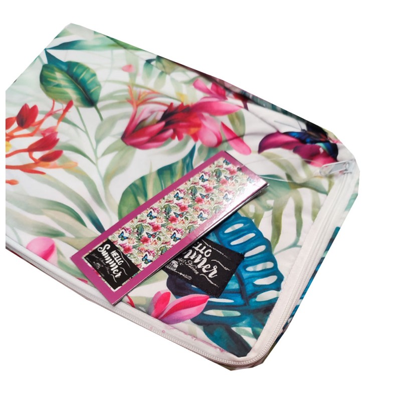 TELO MARE LETTINO CON TASCHE E CUSCINO GONFIABILE 70X185CM HELLO SUMMER VARI DISEGNI HOME SWEET HOME