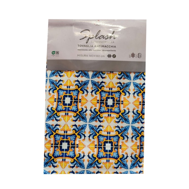 Tovaglia Antimacchia Splash Maiolica Blu Lovely Home